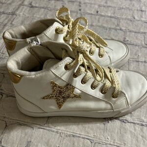 TOMMY BAHAMA GIRLS FOOTWEAR HIGH-TOP WHITE WITH GOLD GLITTER STAR SNEAKERS 5